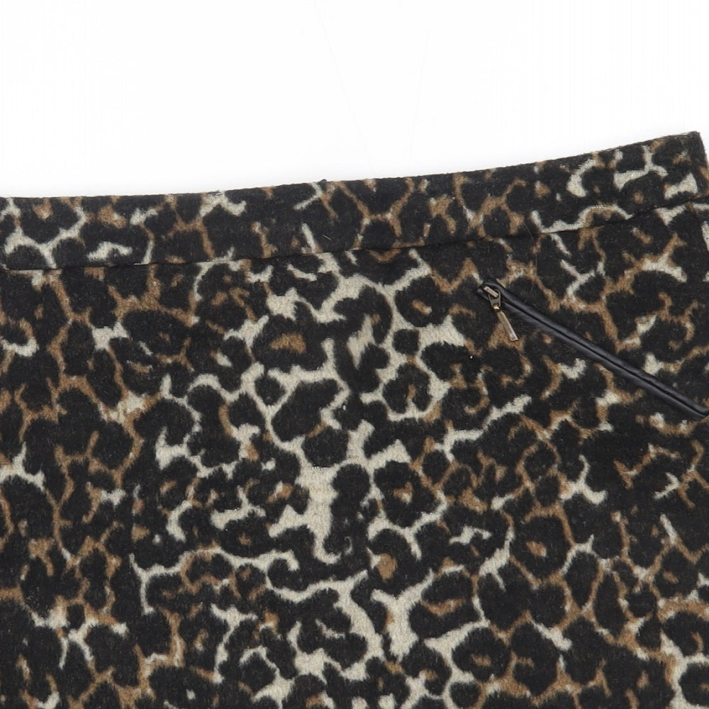 George Womens Brown Animal Print  A-Line Skirt Size 14