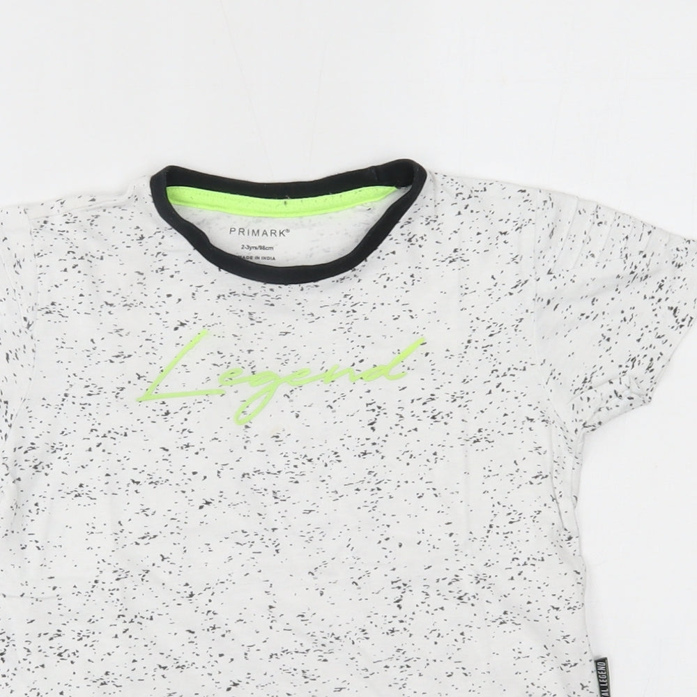 Primark Boys White   Basic T-Shirt Size 2-3 Years  -