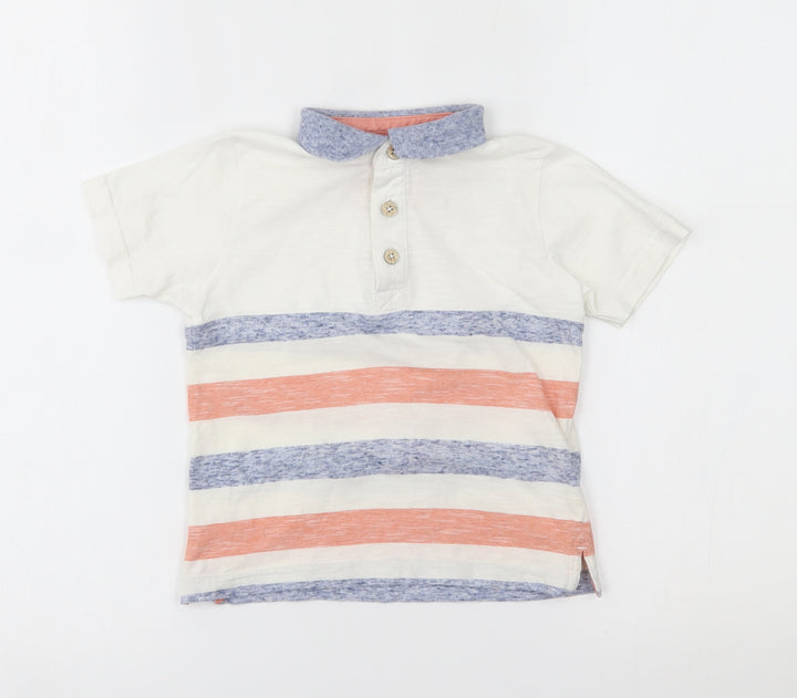 Matalan Boys White Striped Basic Polo Size 3 Years