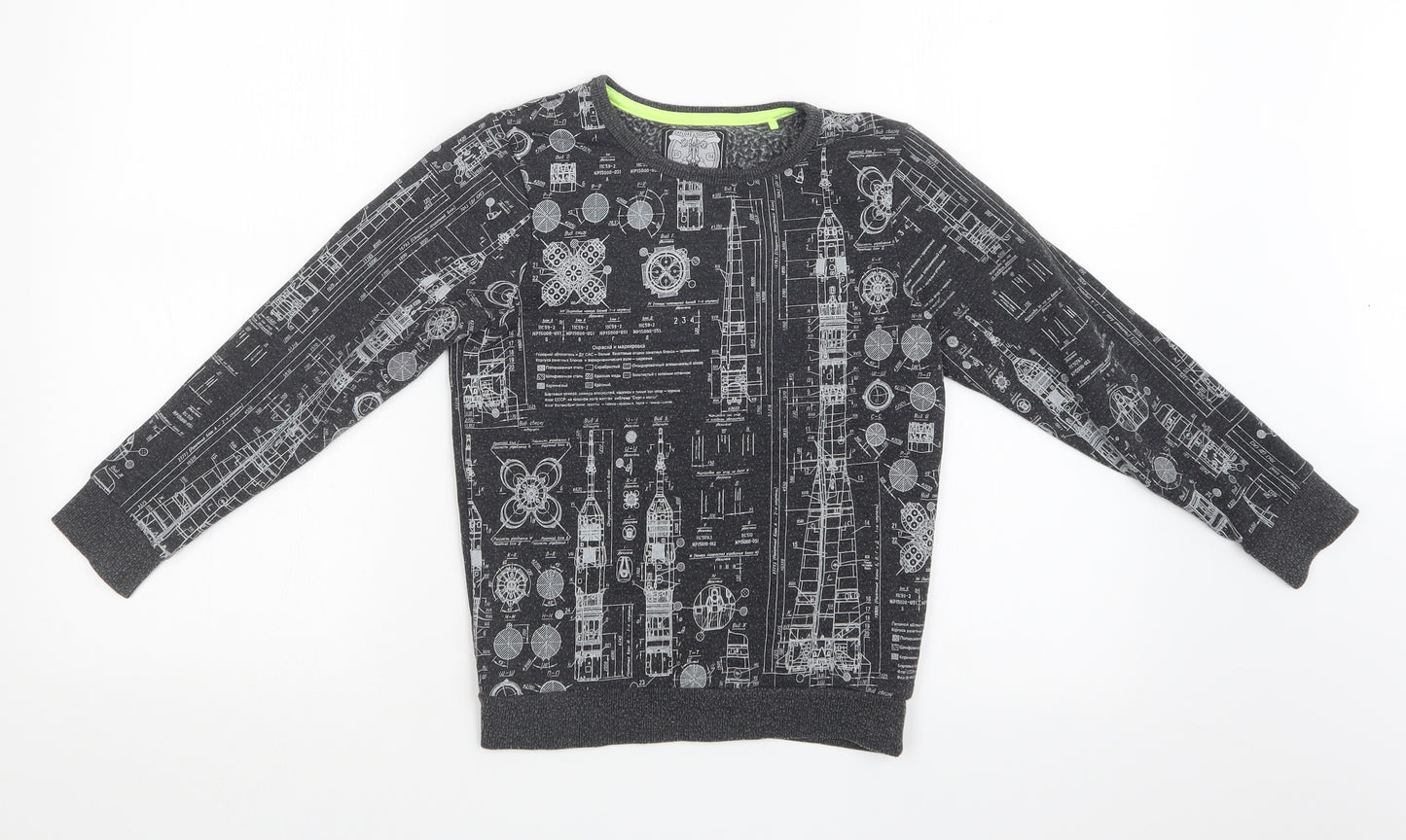 TU Boys Grey Geometric  Pullover Sweatshirt Size 8 Years