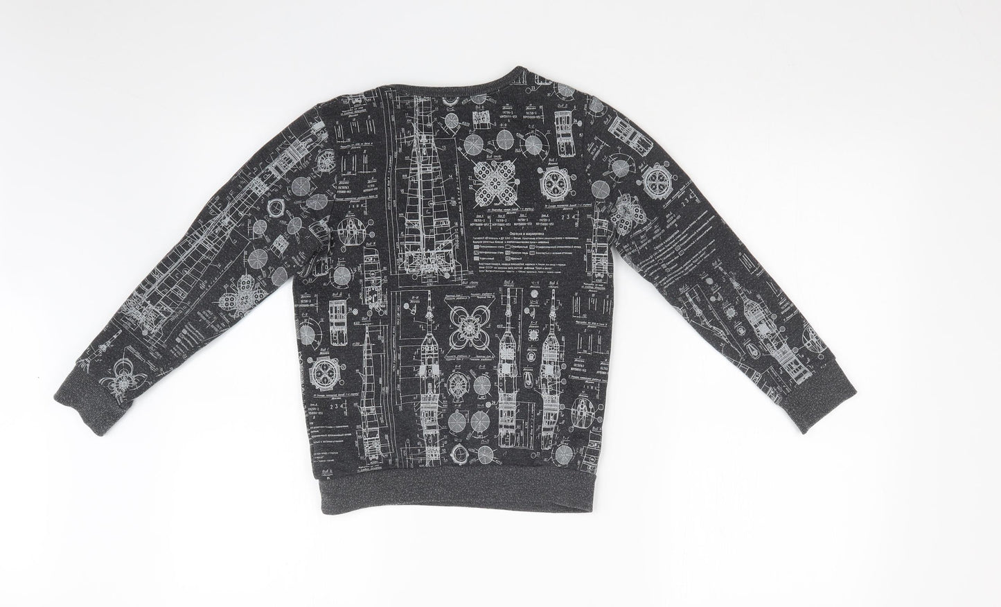 TU Boys Grey Geometric  Pullover Sweatshirt Size 8 Years