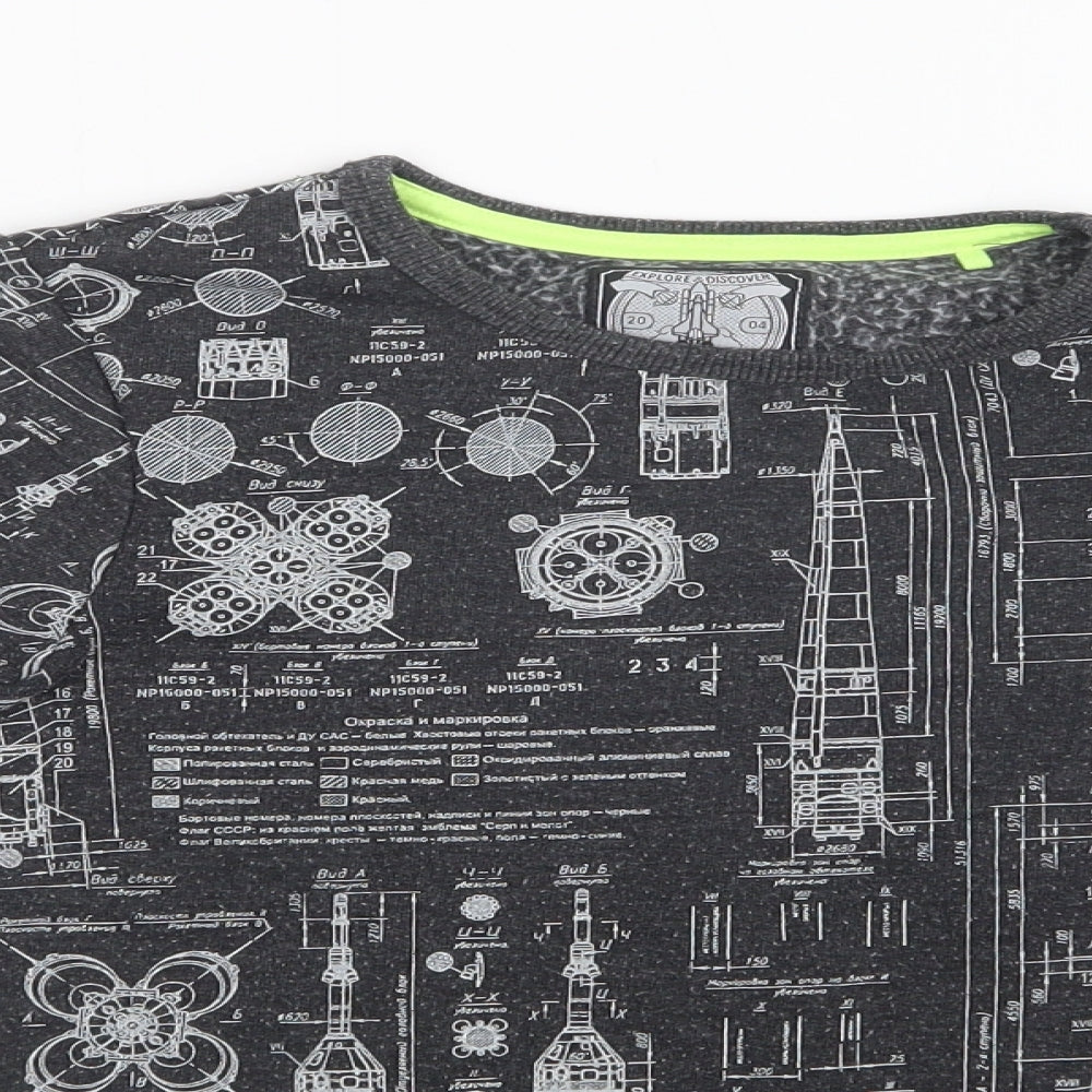 TU Boys Grey Geometric  Pullover Sweatshirt Size 8 Years