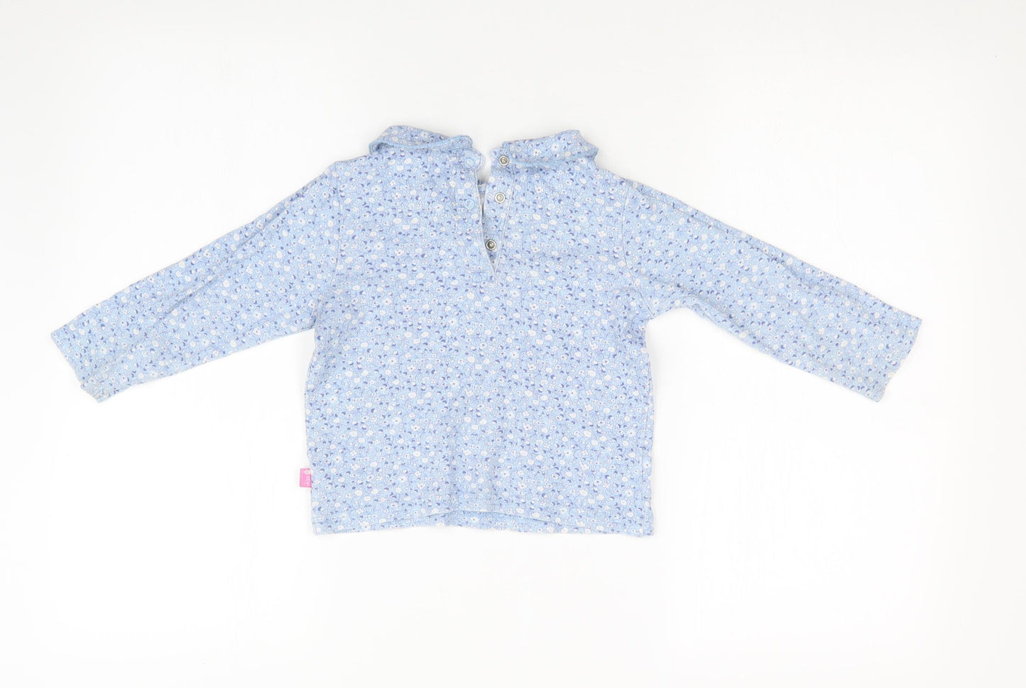 JoJo Maman Bébé Girls Blue Floral  Basic T-Shirt Size 4-5 Years