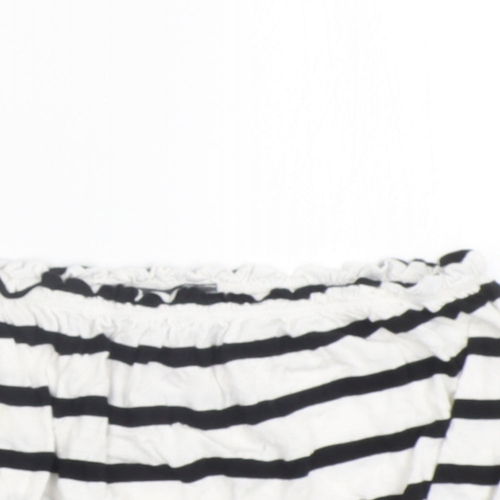 Primark Womens Multicoloured Striped  Cropped T-Shirt Size M