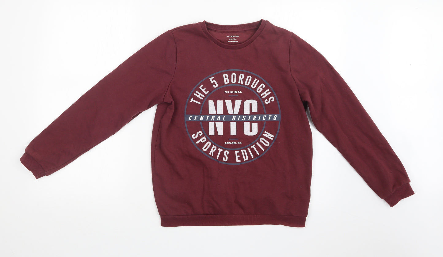 Primark Boys Red   Pullover Sweatshirt Size 12-13 Years