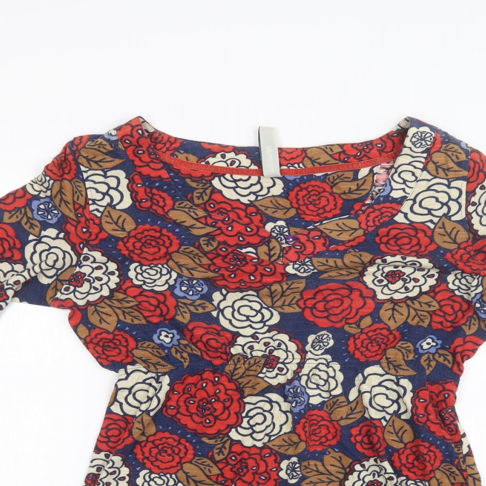 Weird Fish Womens Multicoloured Floral  Basic T-Shirt Size 10