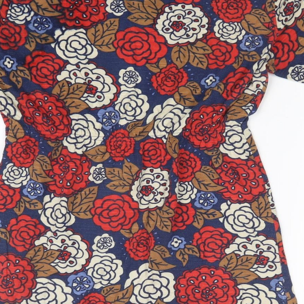 Weird Fish Womens Multicoloured Floral  Basic T-Shirt Size 10