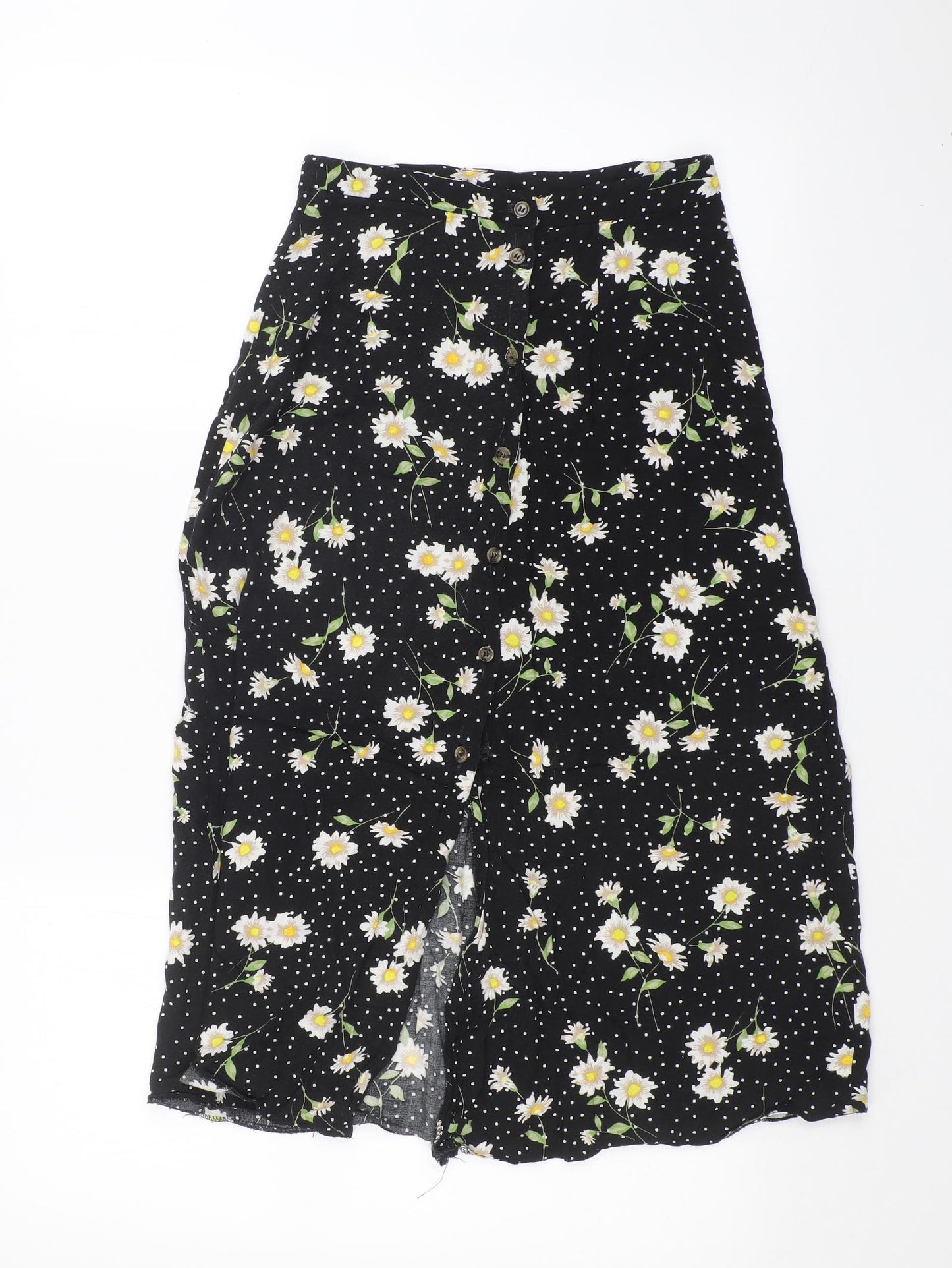 Primark Womens Black Floral  A-Line Skirt Size 6