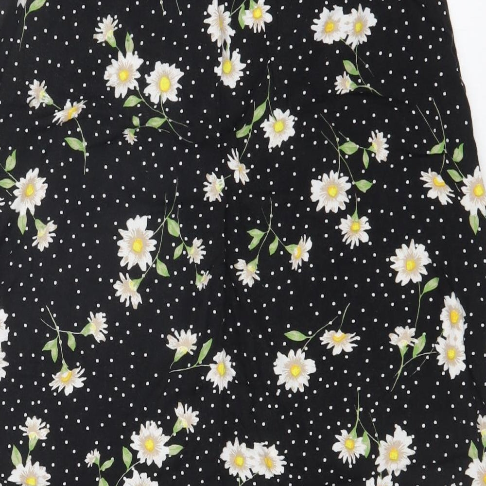 Primark Womens Black Floral  A-Line Skirt Size 6