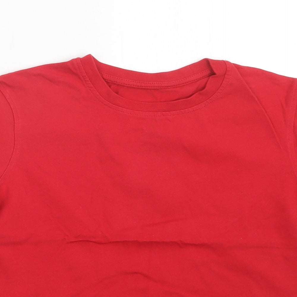 George Girls Red   Basic T-Shirt Size 6-7 Years