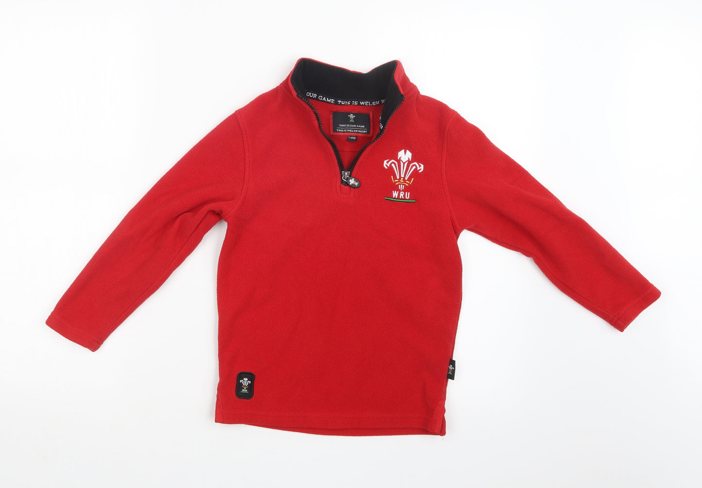 WELSH RUGBY Boys Red  Fleece Pullover Jumper Size 7-8 Years
