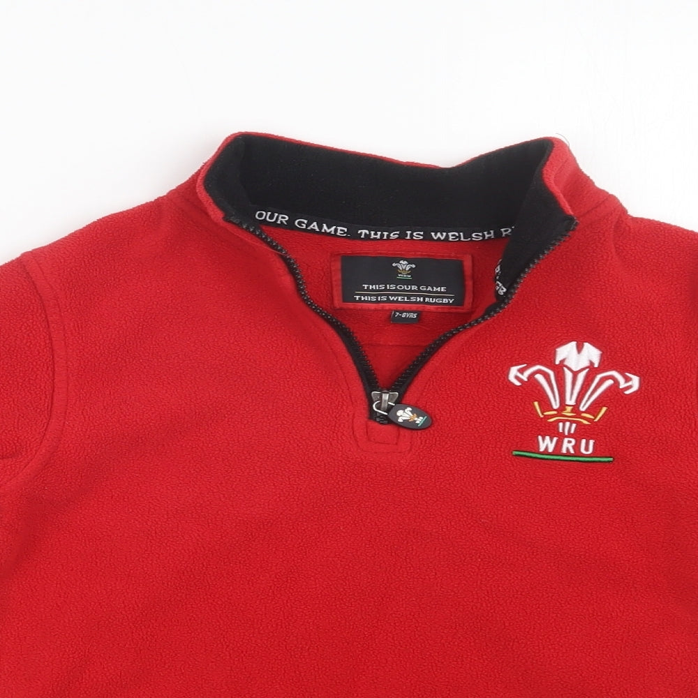 WELSH RUGBY Boys Red  Fleece Pullover Jumper Size 7-8 Years