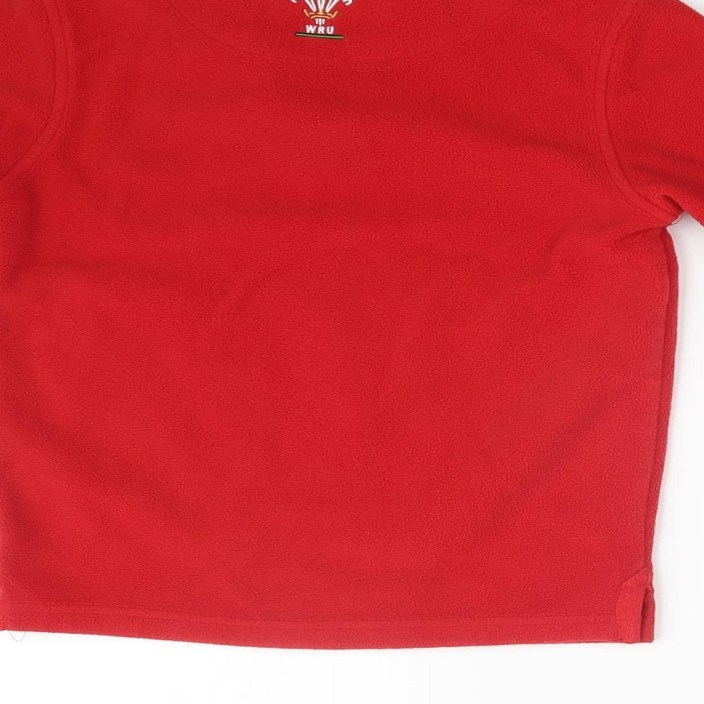WELSH RUGBY Boys Red  Fleece Pullover Jumper Size 7-8 Years
