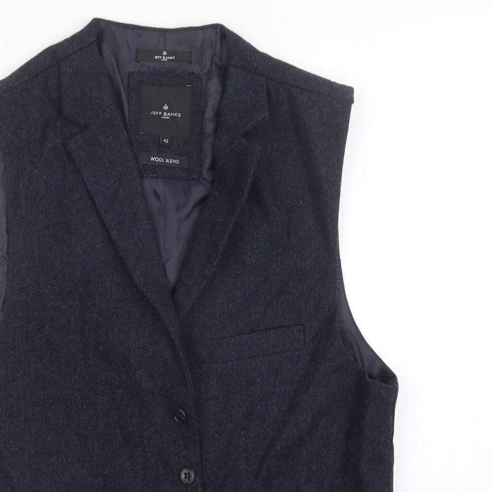 Jeff Banks Mens Blue   Jacket Suit Waistcoat Size 42