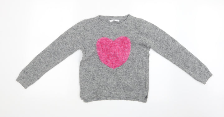 M&S Girls Grey Pullover Sweatshirt Size 10-11 Years