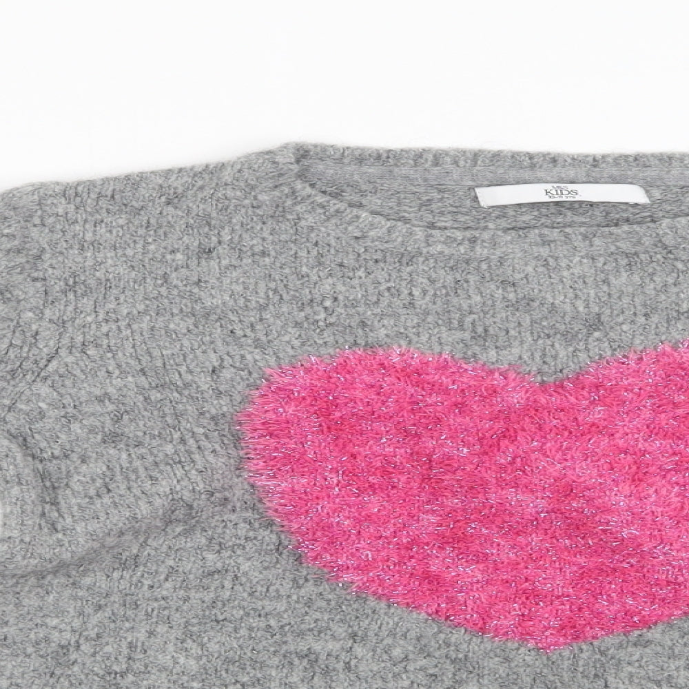 M&S Girls Grey   Pullover Sweatshirt Size 10-11 Years