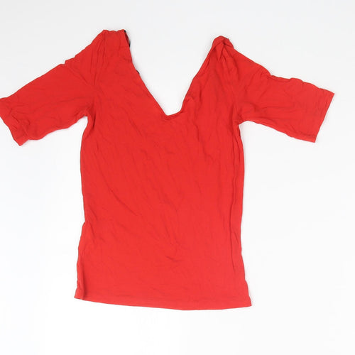 Monki Womens Red   Basic T-Shirt Size 2XS