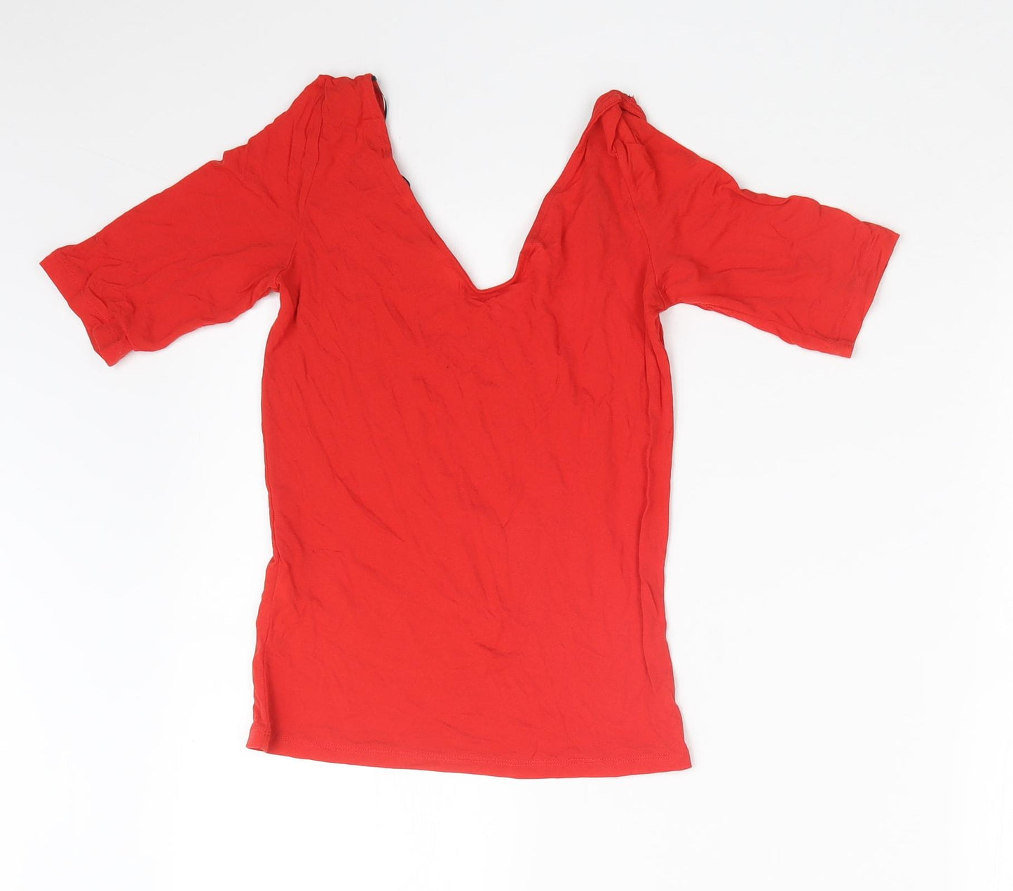 Monki Womens Red   Basic T-Shirt Size 2XS