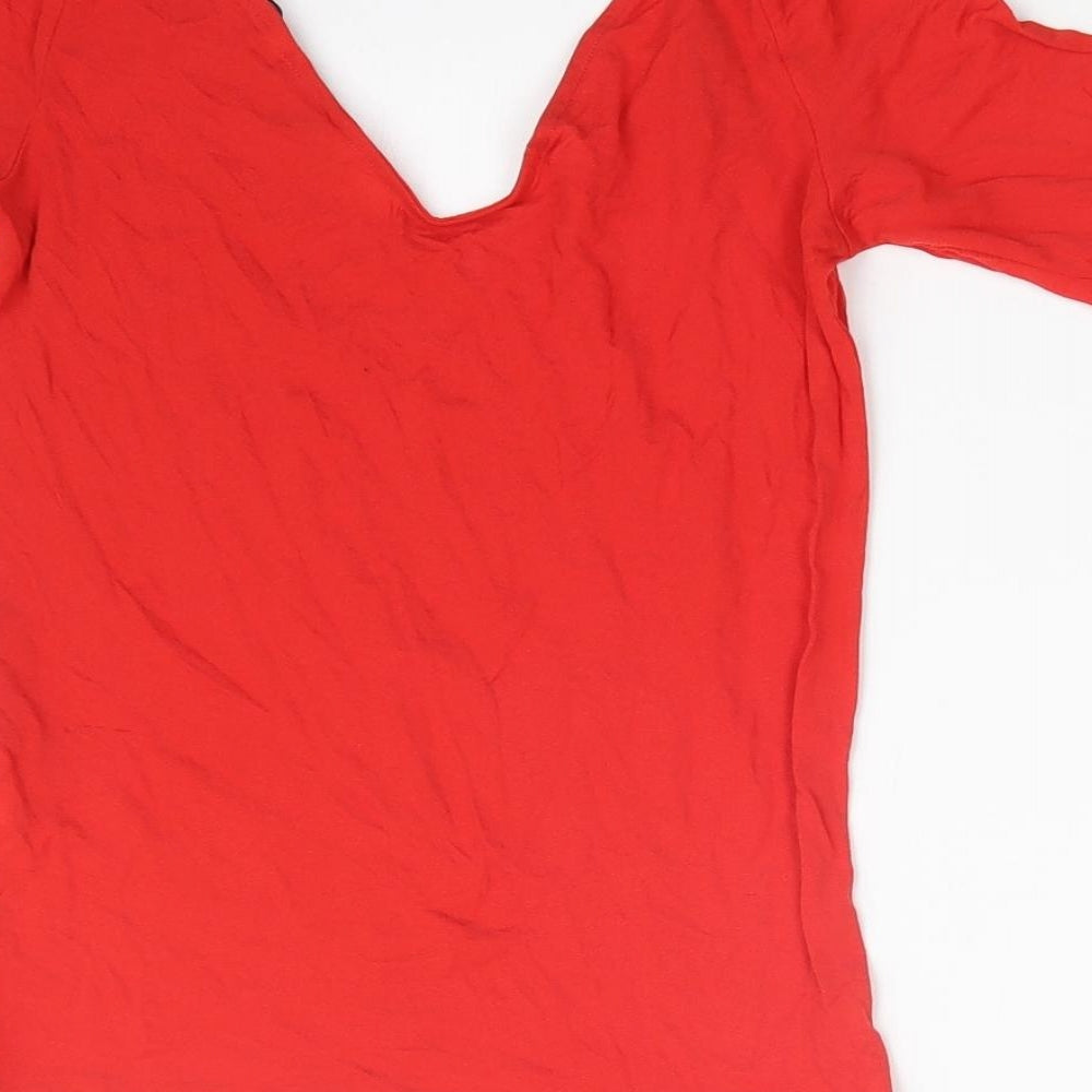Monki Womens Red   Basic T-Shirt Size 2XS
