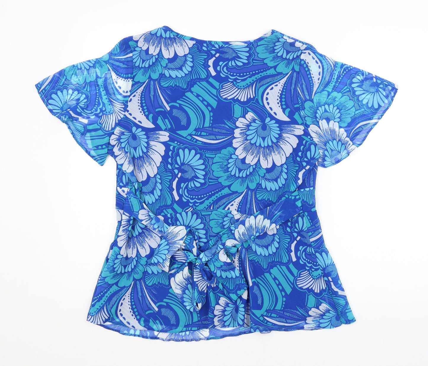 EWM Womens Blue Paisley  Basic Blouse Size 16