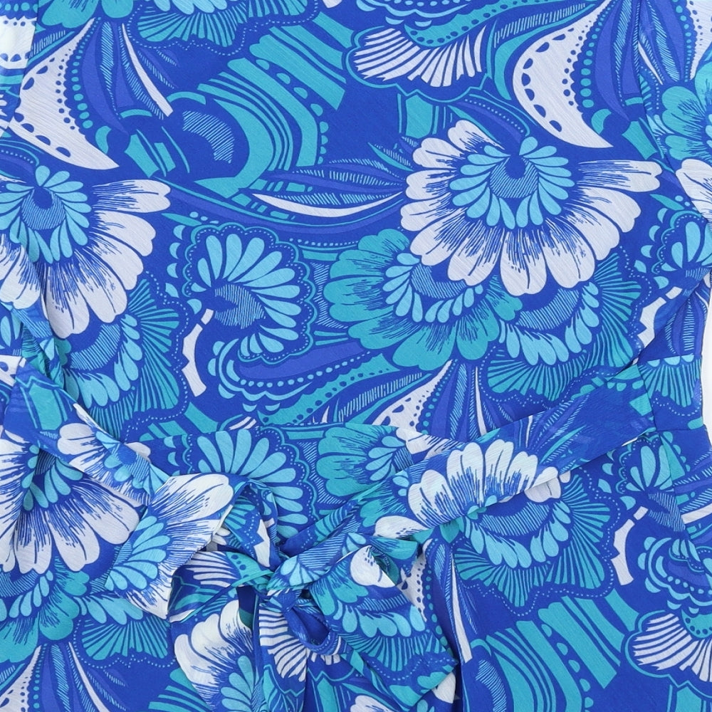EWM Womens Blue Paisley  Basic Blouse Size 16