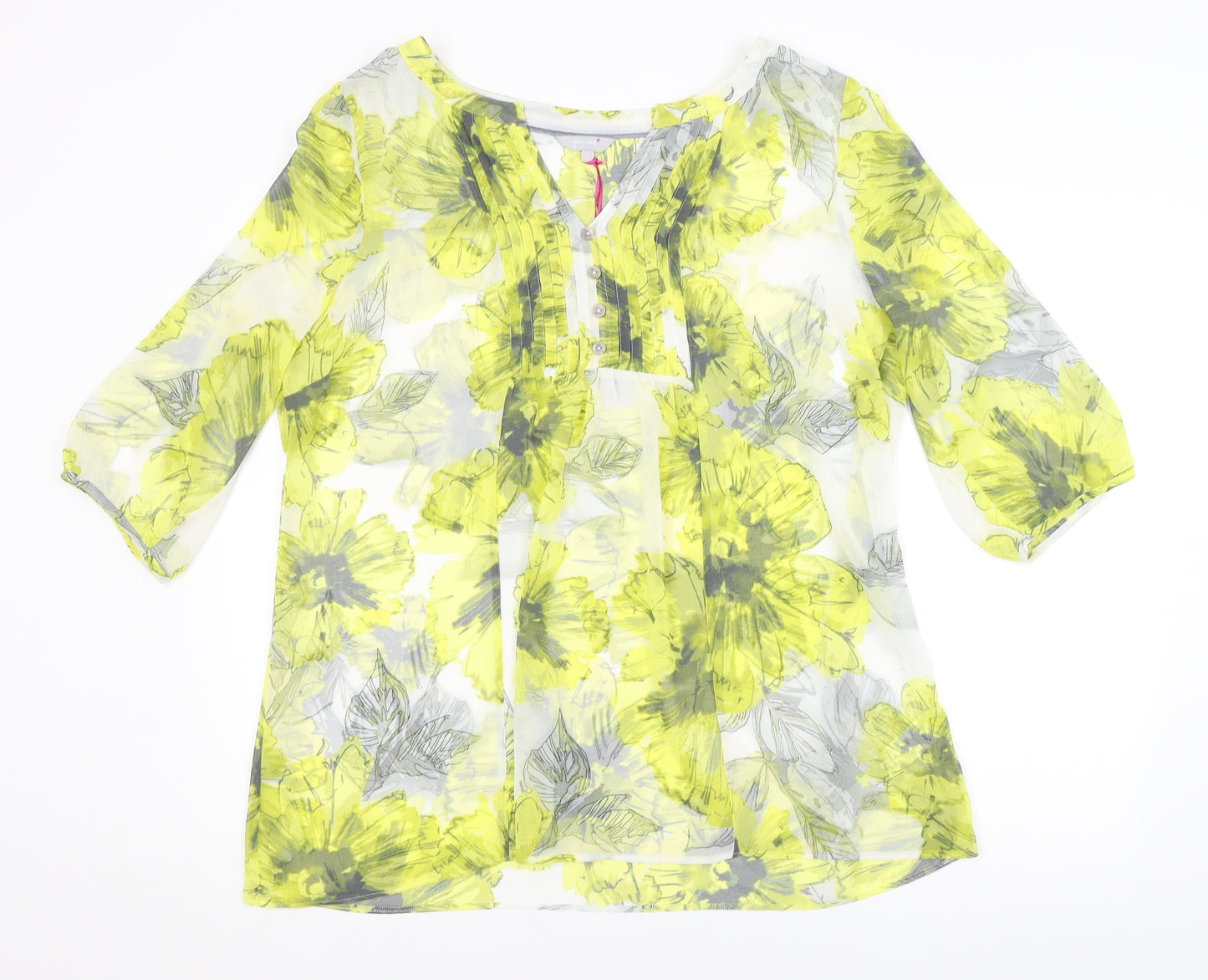 Per Una Womens Yellow Fair Isle  Basic Button-Up Size 18