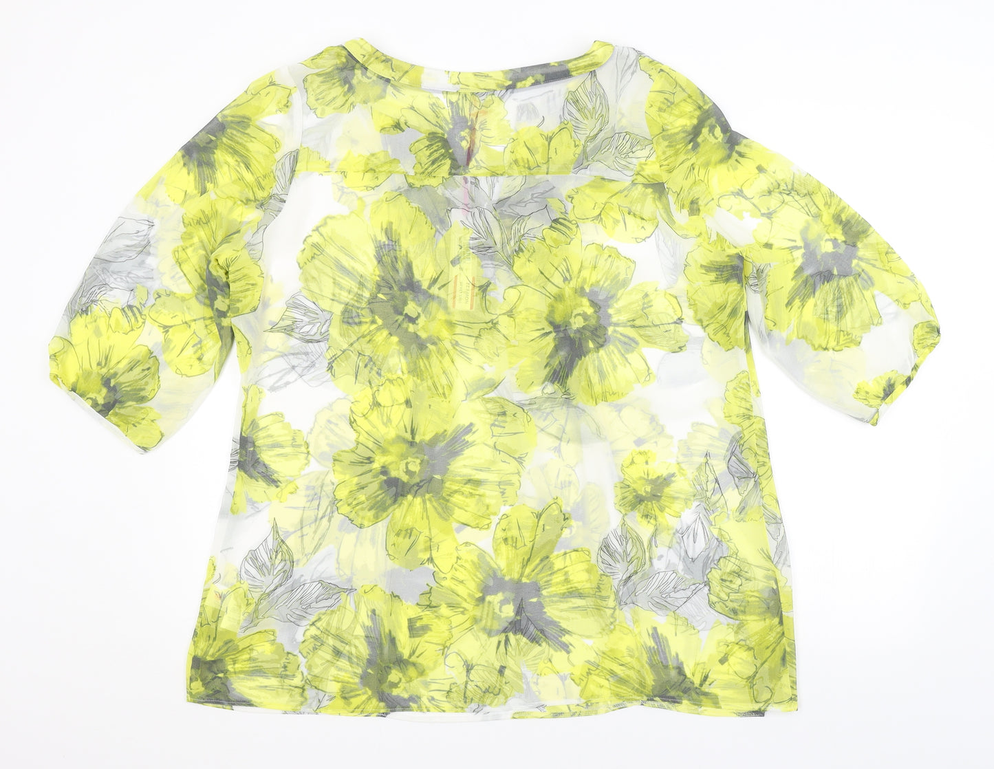 Per Una Womens Yellow Fair Isle  Basic Button-Up Size 18