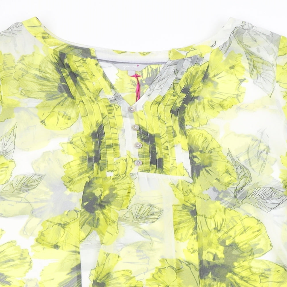 Per Una Womens Yellow Fair Isle  Basic Button-Up Size 18