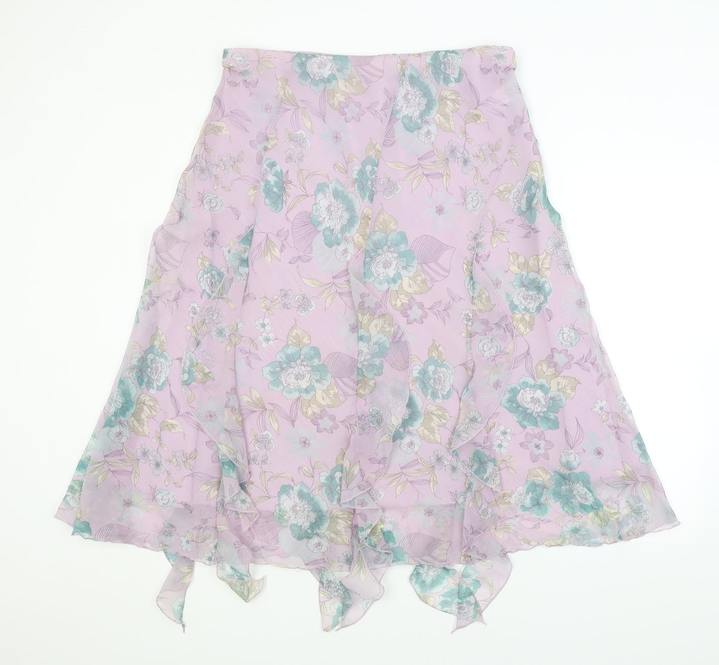 M&S Womens Purple Floral  A-Line Skirt Size 18