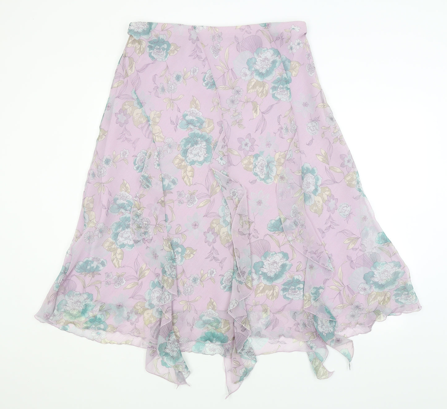 M&S Womens Purple Floral  A-Line Skirt Size 18