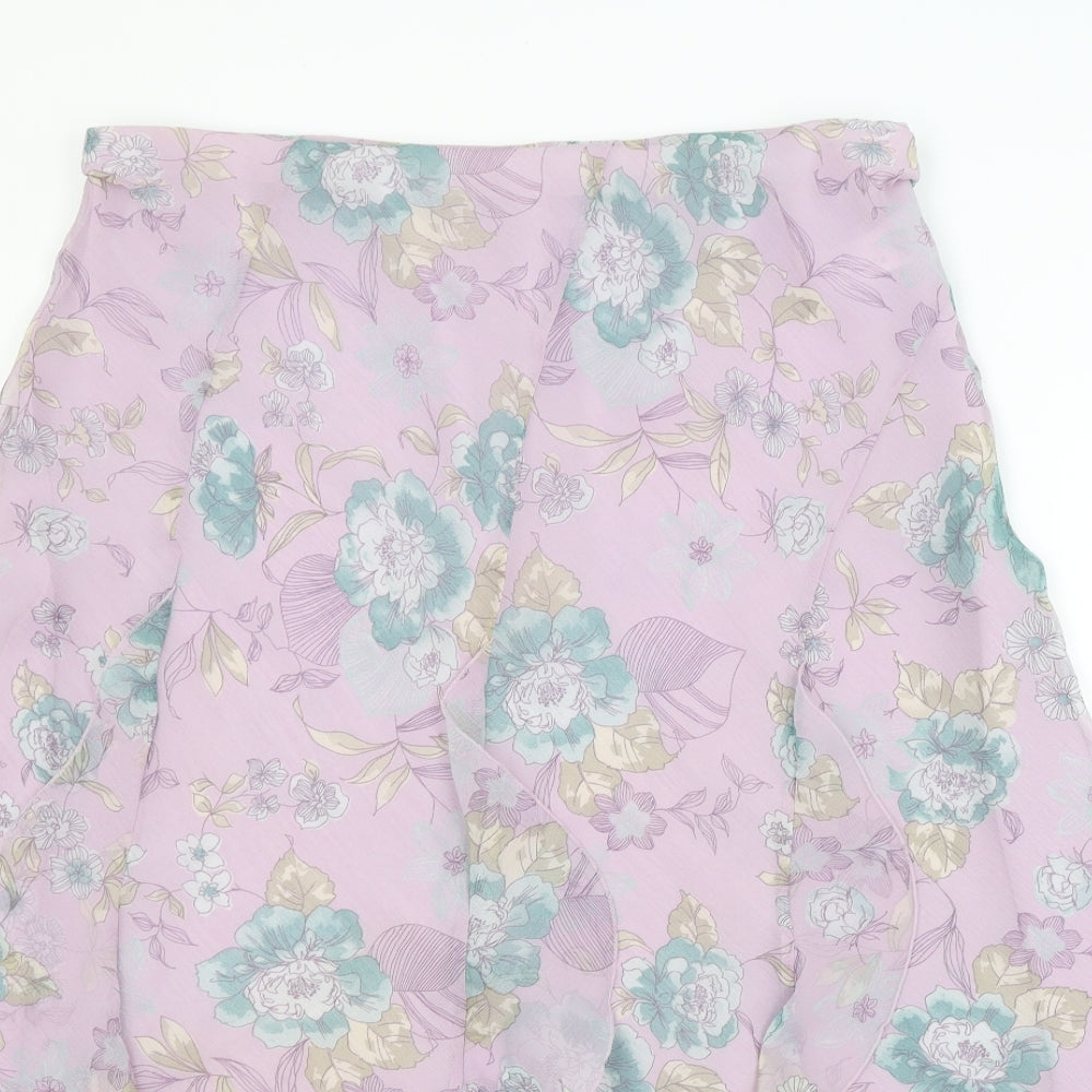 M&S Womens Purple Floral  A-Line Skirt Size 18