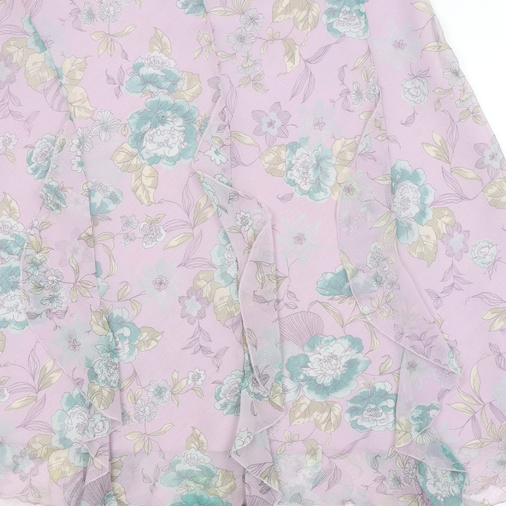 M&S Womens Purple Floral  A-Line Skirt Size 18