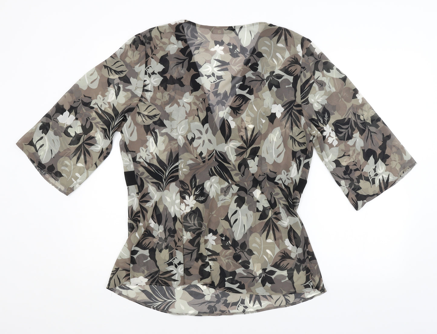 BHS Womens Grey Floral  Basic Blouse