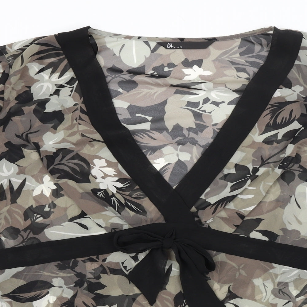 BHS Womens Grey Floral  Basic Blouse