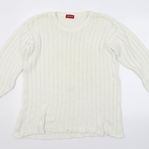 Strenesse Womens White Striped  Pullover Jumper Size 10