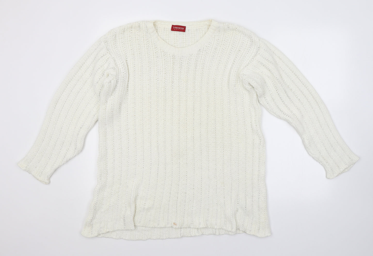 Strenesse Womens White Striped  Pullover Jumper Size 10