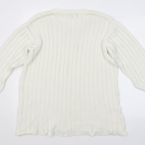 Strenesse Womens White Striped  Pullover Jumper Size 10
