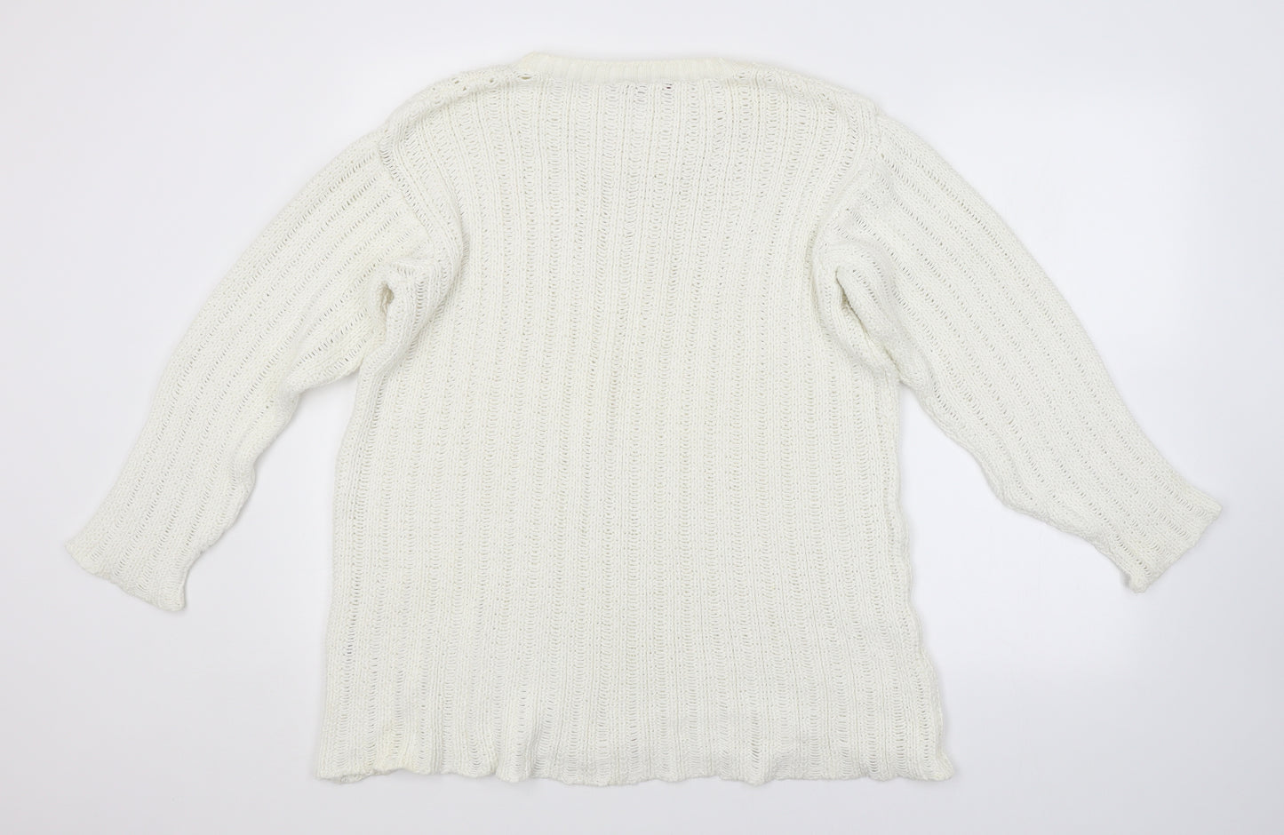 Strenesse Womens White Striped  Pullover Jumper Size 10