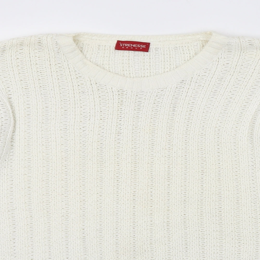 Strenesse Womens White Striped  Pullover Jumper Size 10
