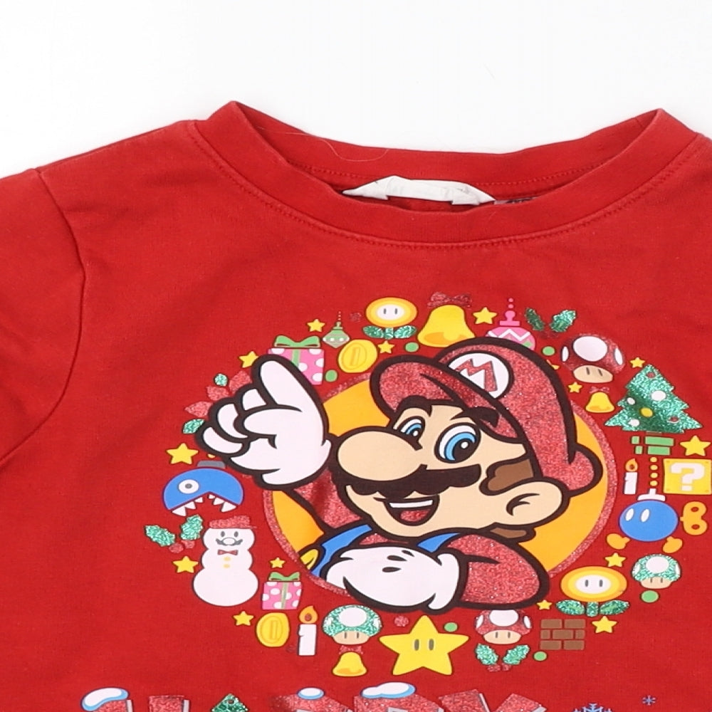 H&M Boys Red   Pullover Sweatshirt Size 5-6 Years  - MARIO, CHRISTMAS