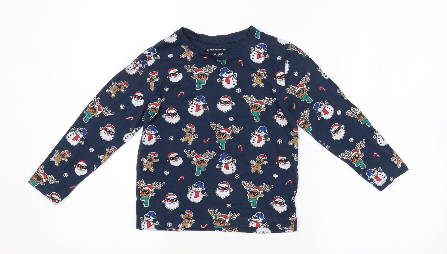 Primark Boys Blue Geometric  Basic T-Shirt Size 5-6 Years  - CHRISTMAS