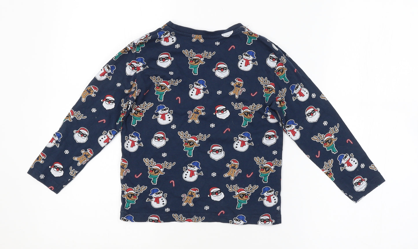Primark Boys Blue Geometric  Basic T-Shirt Size 5-6 Years  - CHRISTMAS
