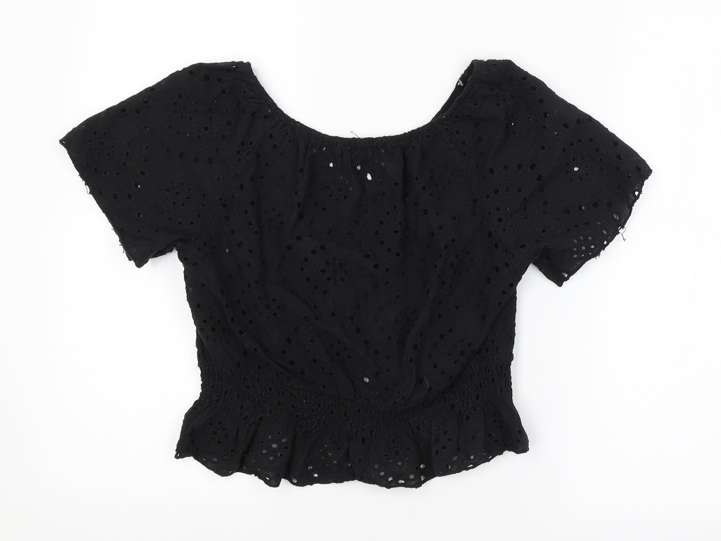 Boohoo Womens Black Floral  Basic Button-Up Size 10