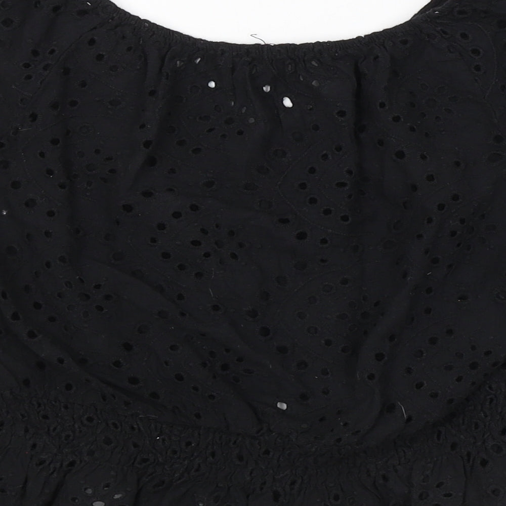 Boohoo Womens Black Floral  Basic Button-Up Size 10
