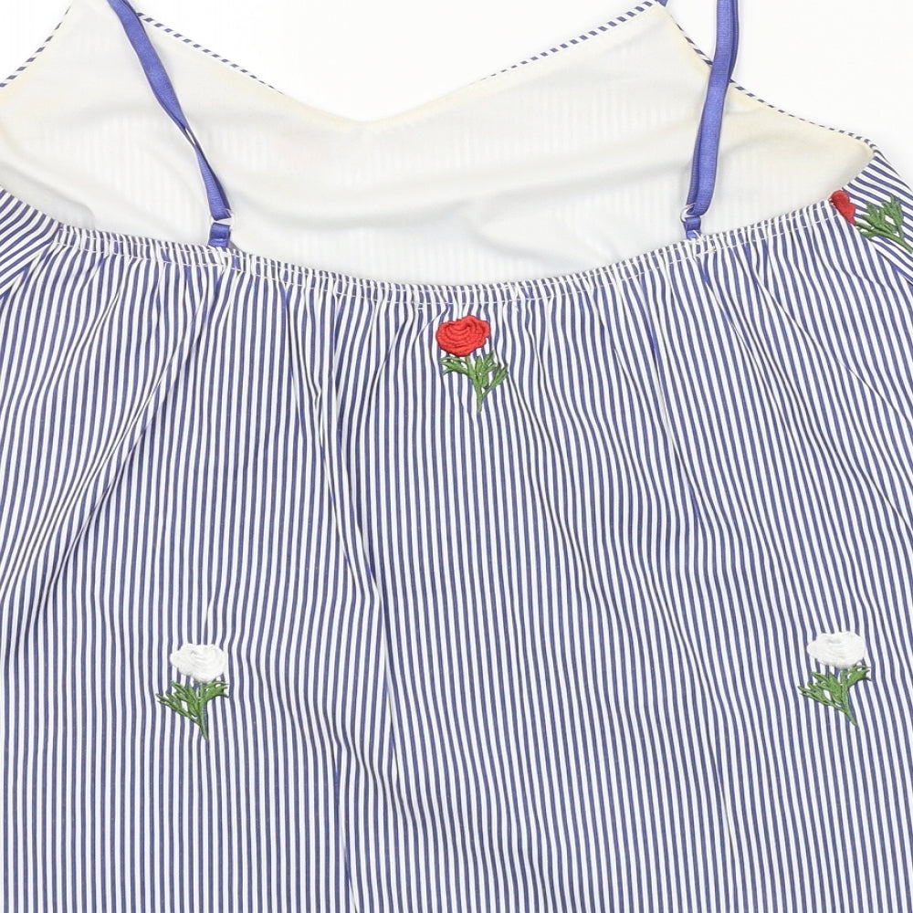 Quiz Womens Blue Striped  Basic Tank Size 10