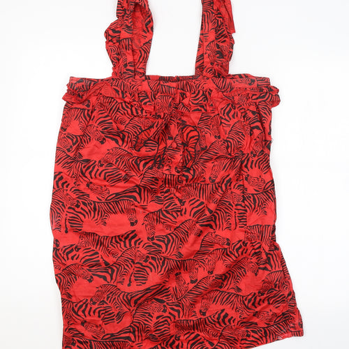 Peoples Market Womens Red Animal Print  Basic Blouse Size M  - ZEBRA