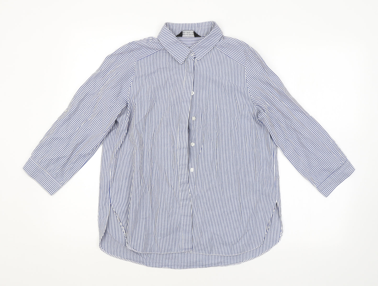 Dorothy Perkins Womens Blue Striped  Basic Button-Up Size 10