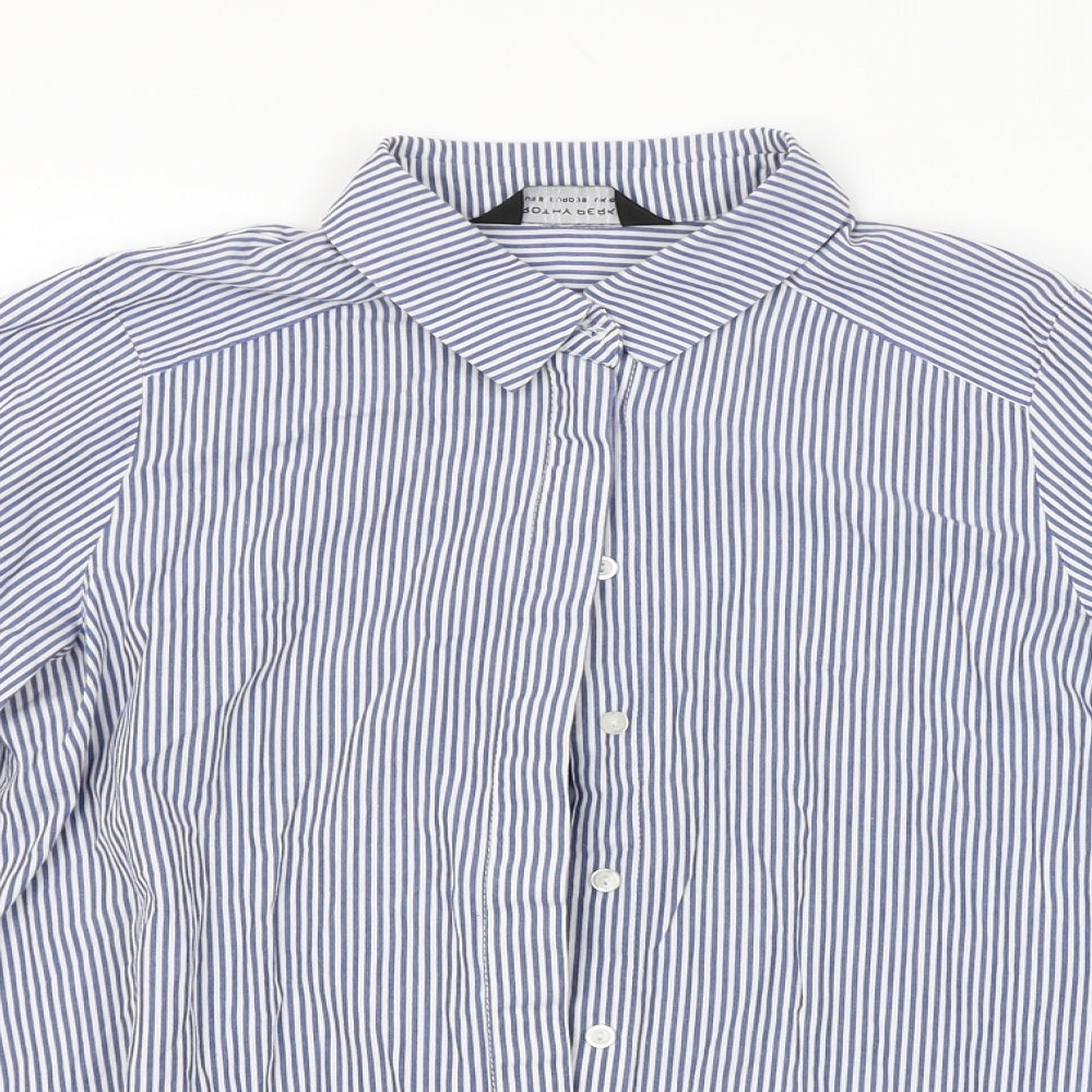 Dorothy Perkins Womens Blue Striped  Basic Button-Up Size 10
