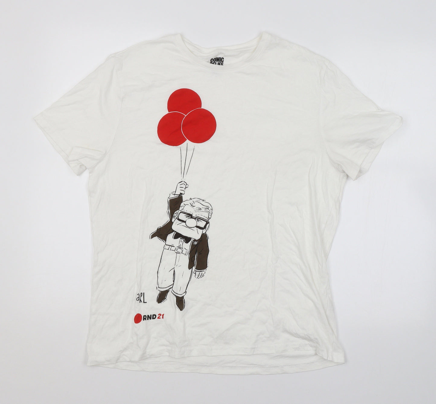 Preworn Mens White    T-Shirt Size M  - COMIC RELIEF