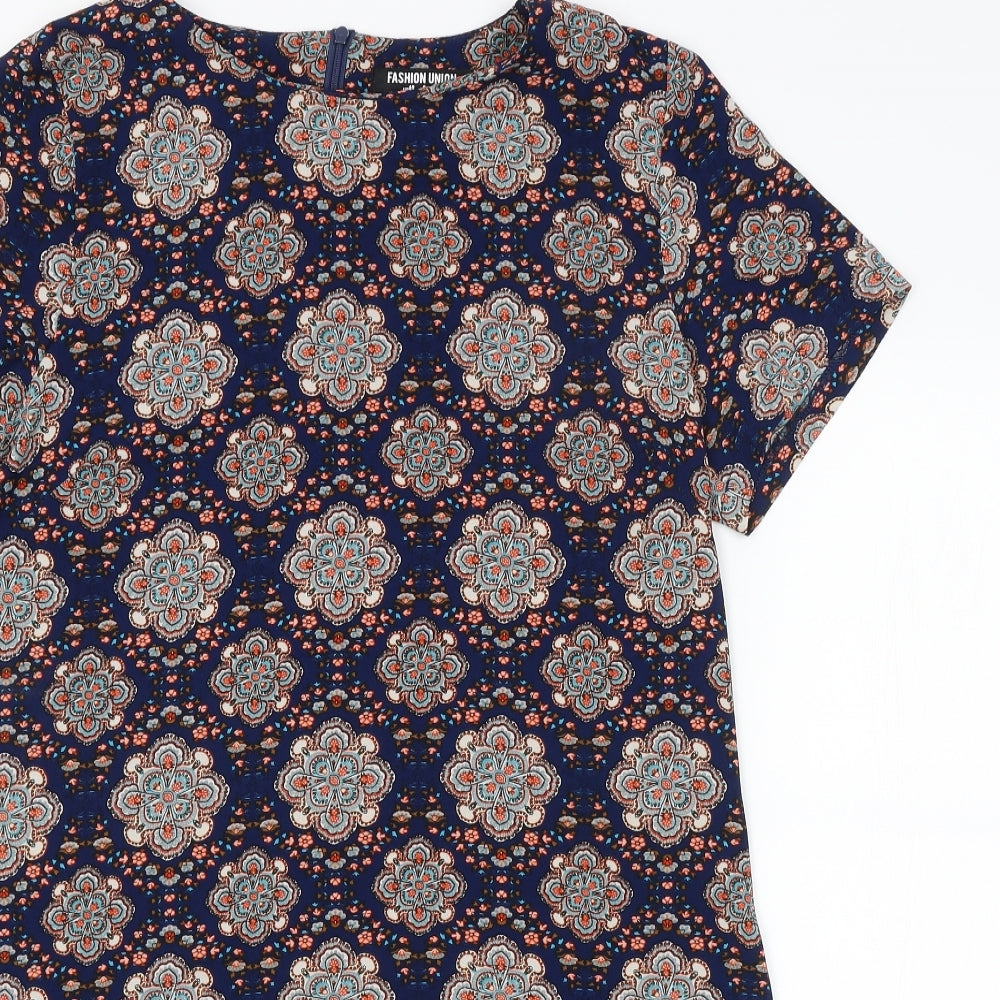 Fashion Union Womens Multicoloured Argyle/Diamond  Basic Blouse Size 12